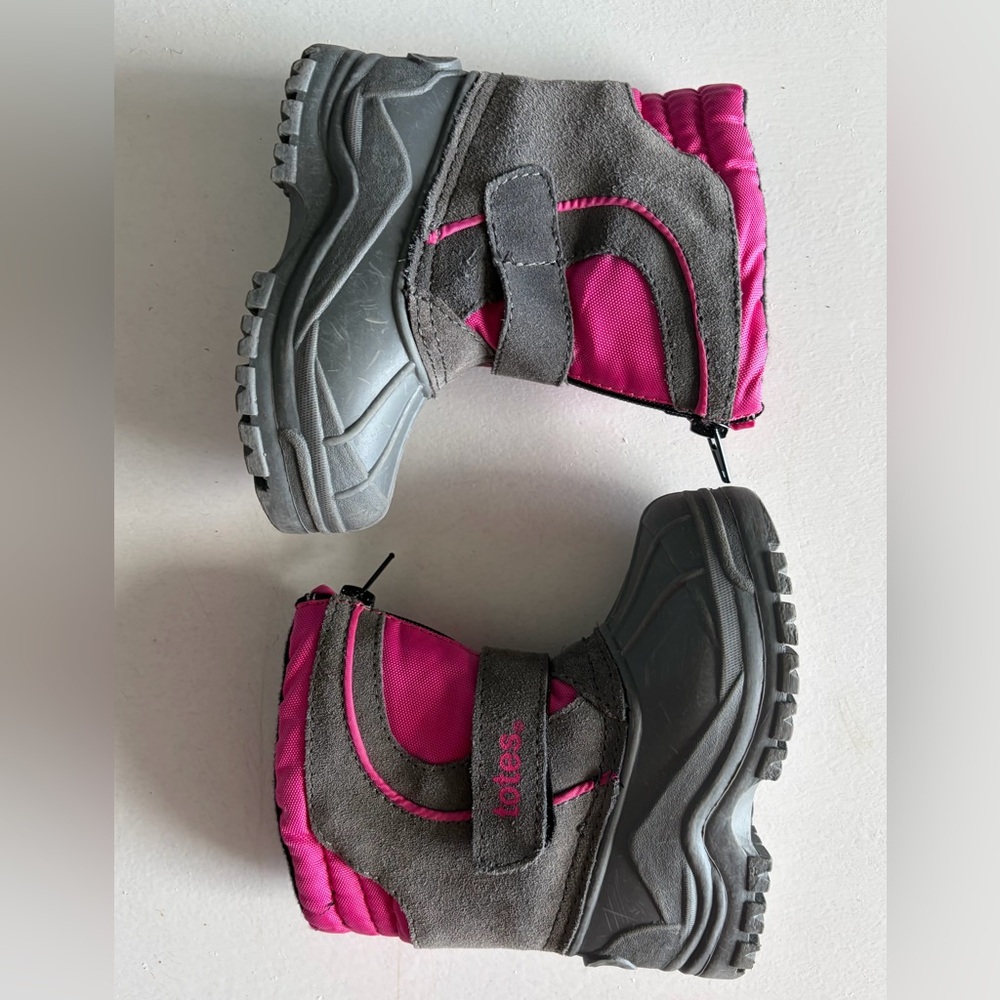 Totes Pink/grey Kids Boots 6